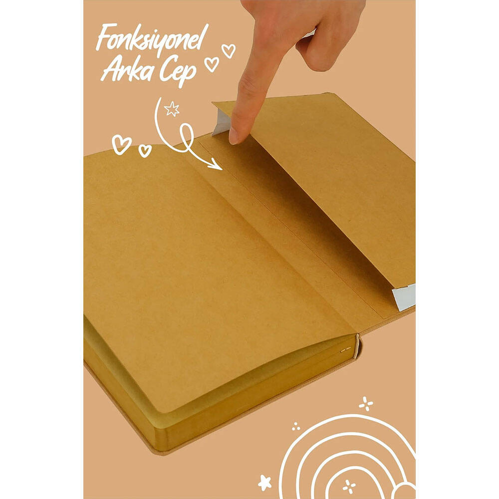 Victoria's Journals Bujo Kraft Çizgili Defter Keten 14.5x21 cm 150 gr 96 Açık Kahve