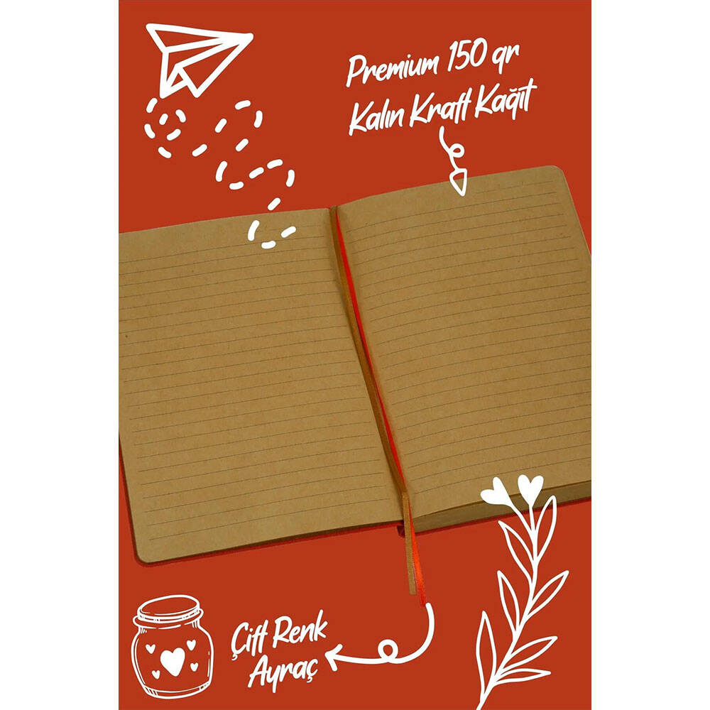 Victoria's Journals Bujo Kraft Çizgili Defter Keten 14.5x21 cm 150 gr 96 Yaprak Turuncu