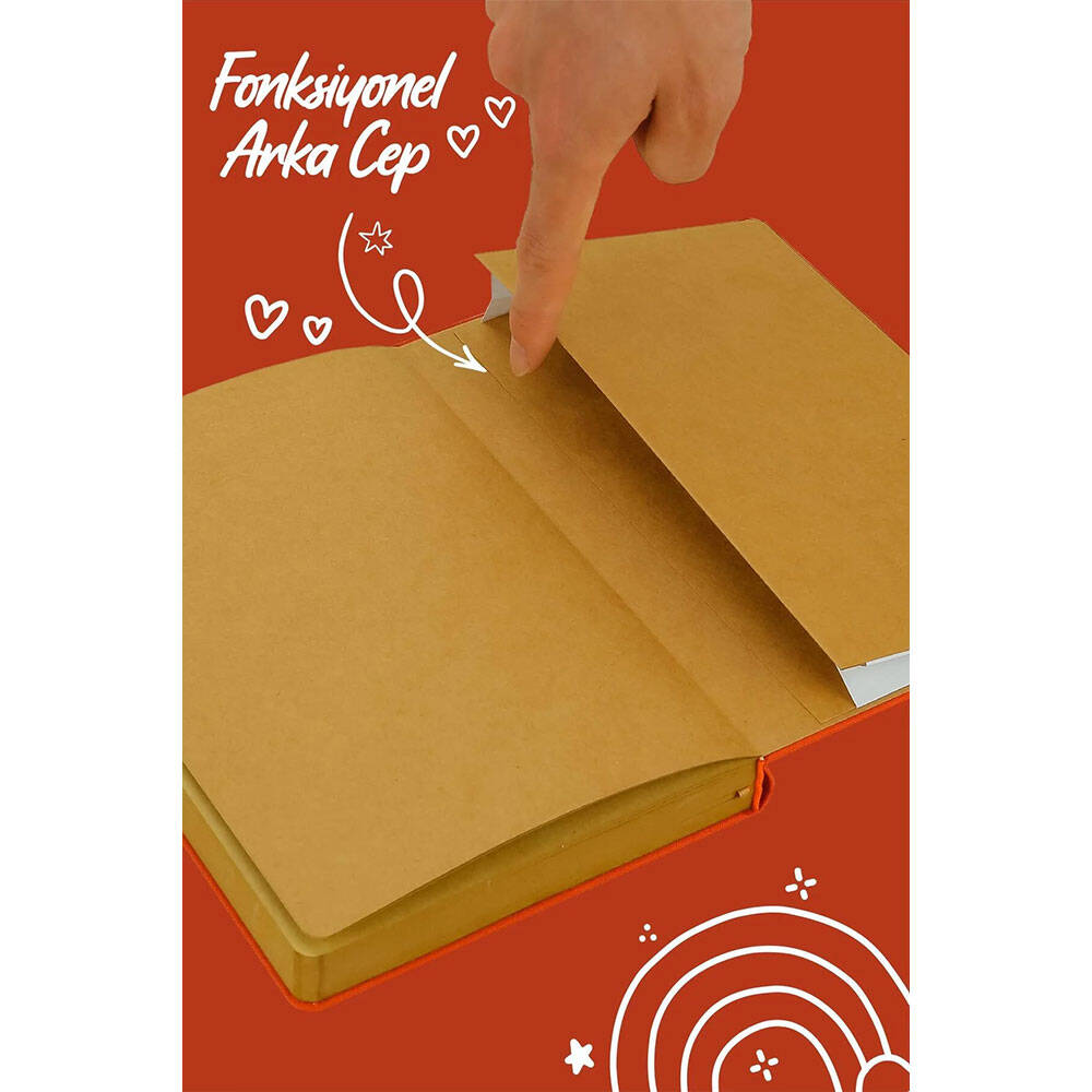 Victoria's Journals Bujo Kraft Çizgili Defter Keten 14.5x21 cm 150 gr 96 Yaprak Turuncu
