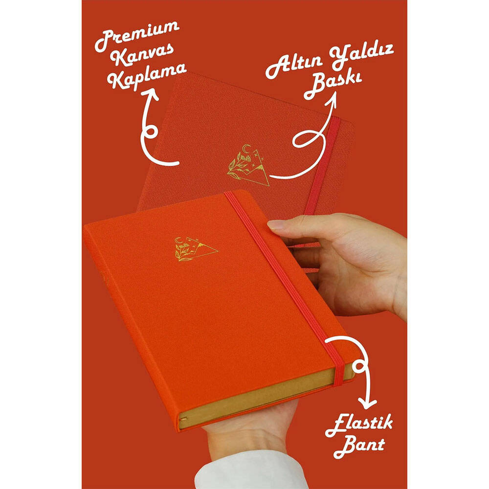 Victoria's Journals Bujo Kraft Çizgili Defter Keten 14.5x21 cm 150 gr 96 Yaprak Turuncu
