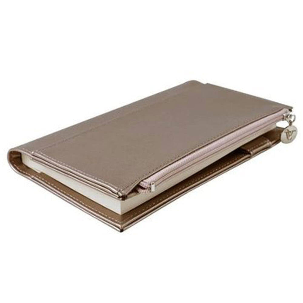 Victoria's Journals Zipco Yumuşak Kapak Çizgili Defter 9.6x16.6 cm 80 gr 96 Yaprak Altın Gül
