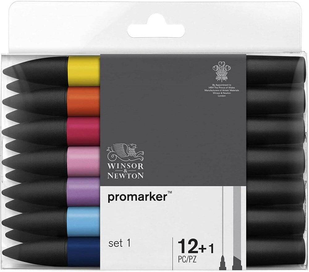 Winsor & Newton Promarker Set 1 (12 Renk + Karıştırıcı)