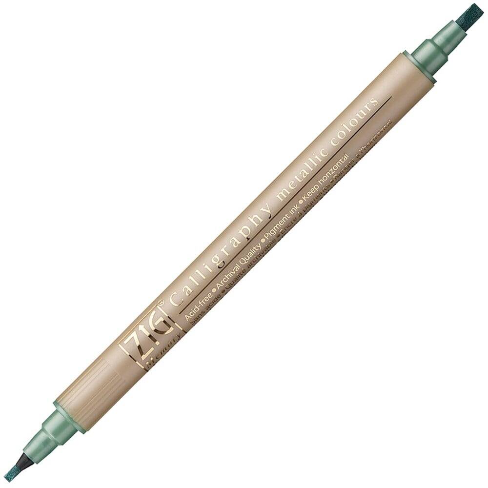 Zig Çift Uçlu Yaldızlı Kaligrafi Kalemi 2 mm - 3.5 mm 121 Metallic Green