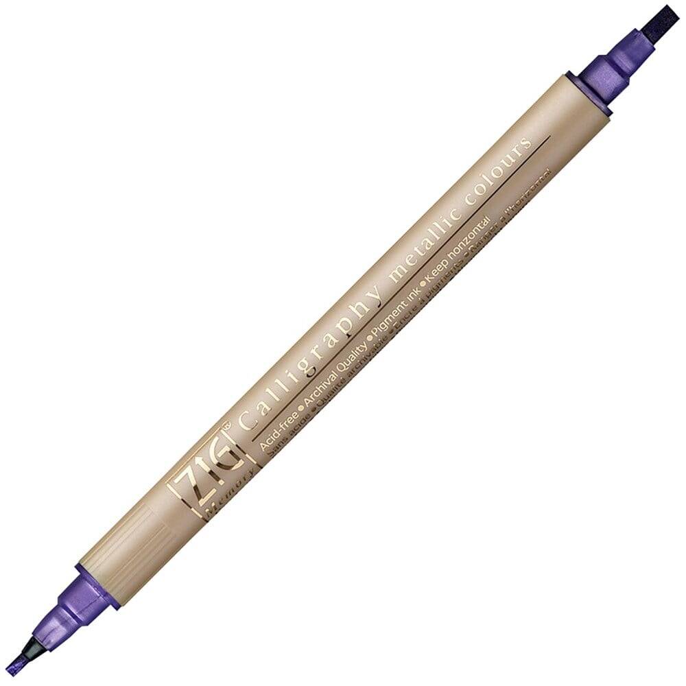 Zig Çift Uçlu Yaldızlı Kaligrafi Kalemi 2 mm - 3.5 mm 124 Metallic Violet