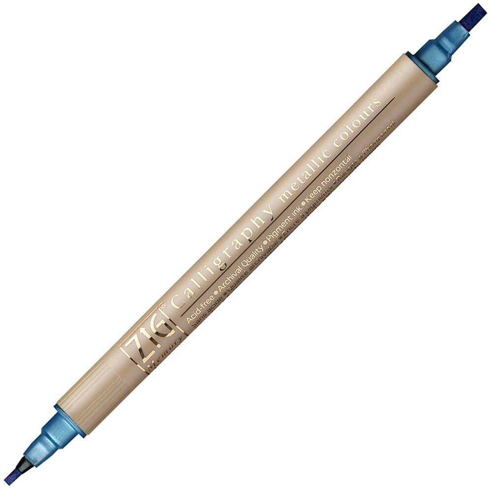Zig Çift Uçlu Yaldızlı Kaligrafi Kalemi 2 mm - 3.5 mm 125 Metallic Blue