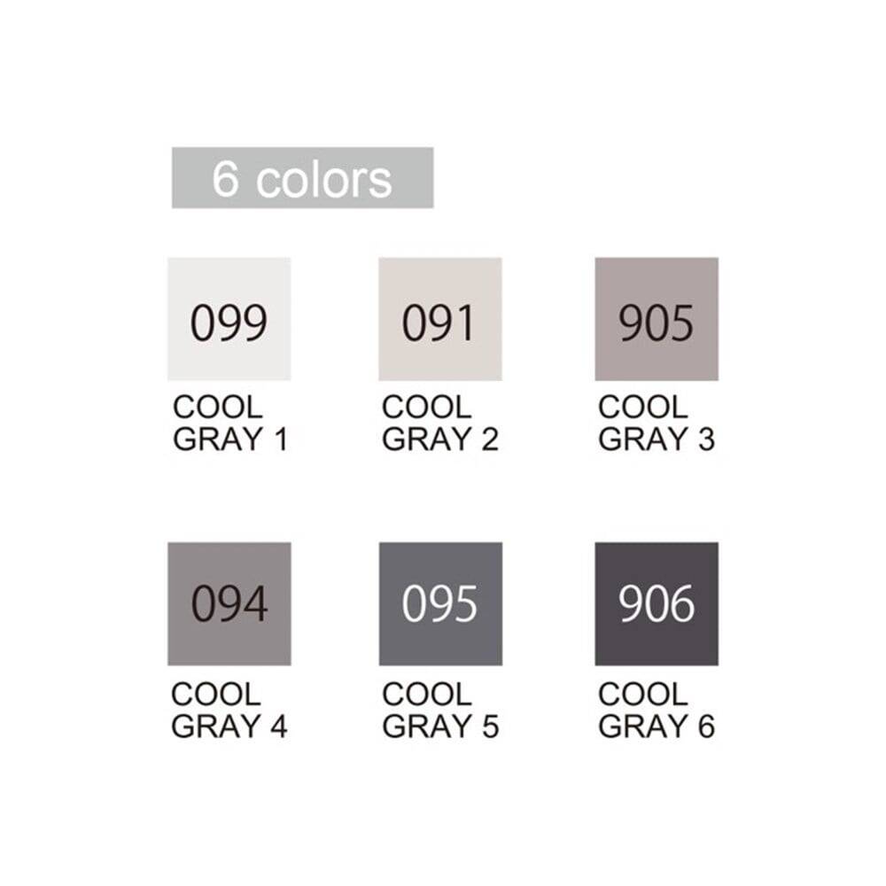 Zig Clean Color Real Brush Fırça Uçlu Marker Kalem 099 Cool Gray 6'lı Set