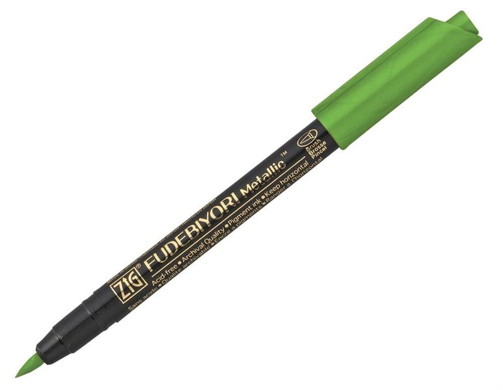 Zig Fudebiyori Metallic Brush Pen Yaldızlı Fırça Uçlu Marker Kalem 128 LT Green
