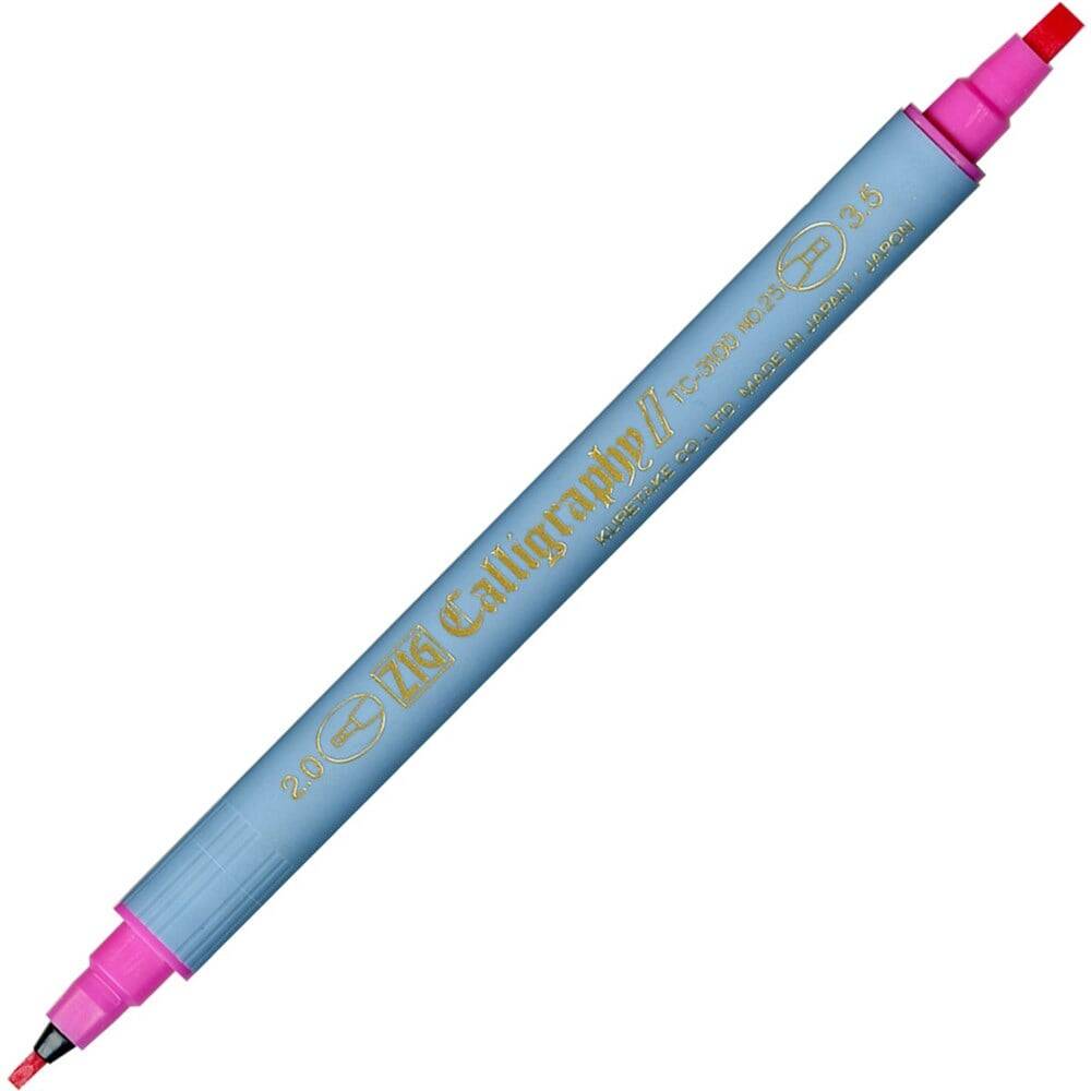 Zig Calligraphy Pen Double Tip 2 mm + 3.5 mm 025 Pink