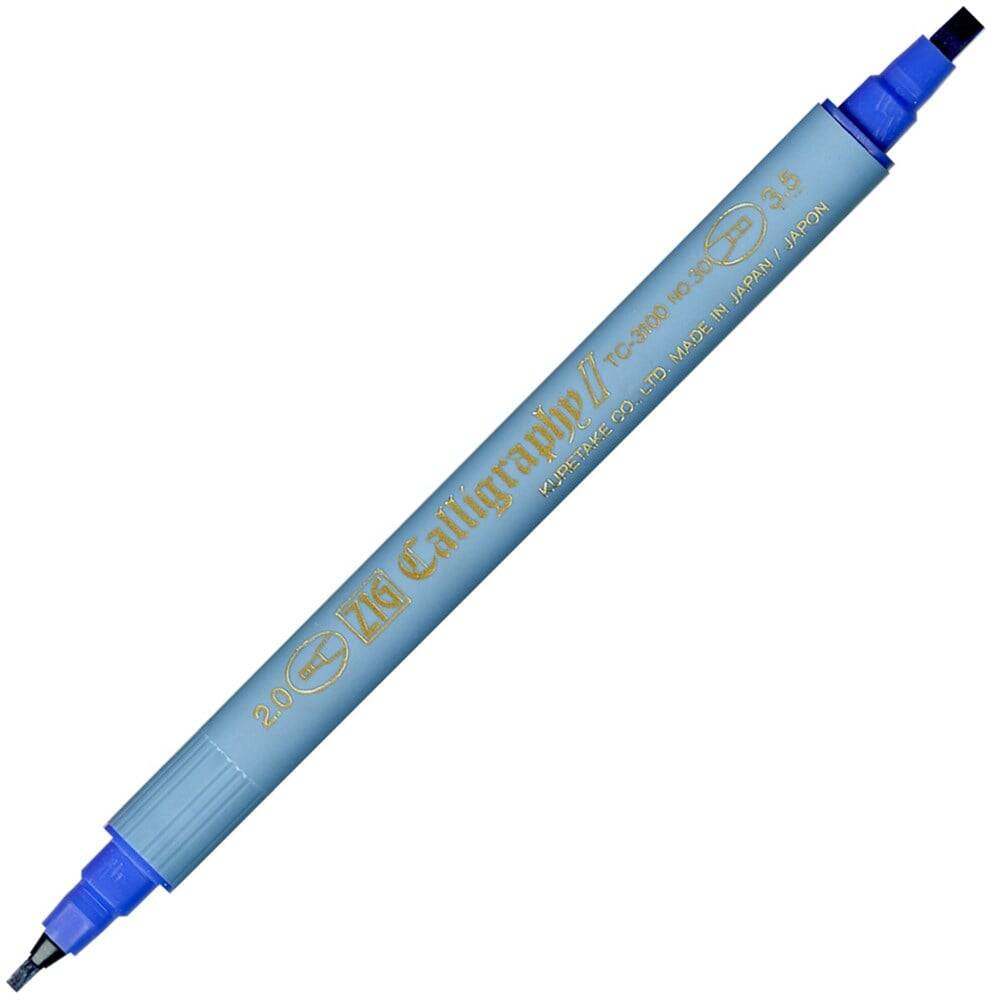 Zig Calligraphy Pen Double Tip 2 mm + 3.5 mm 030 Blue