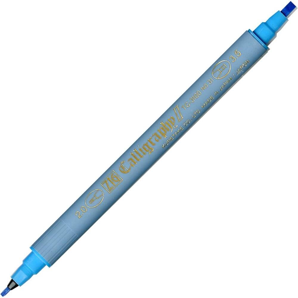 Zig Calligraphy Pen Double Tip 2 mm + 3.5 mm 031 Light Blue