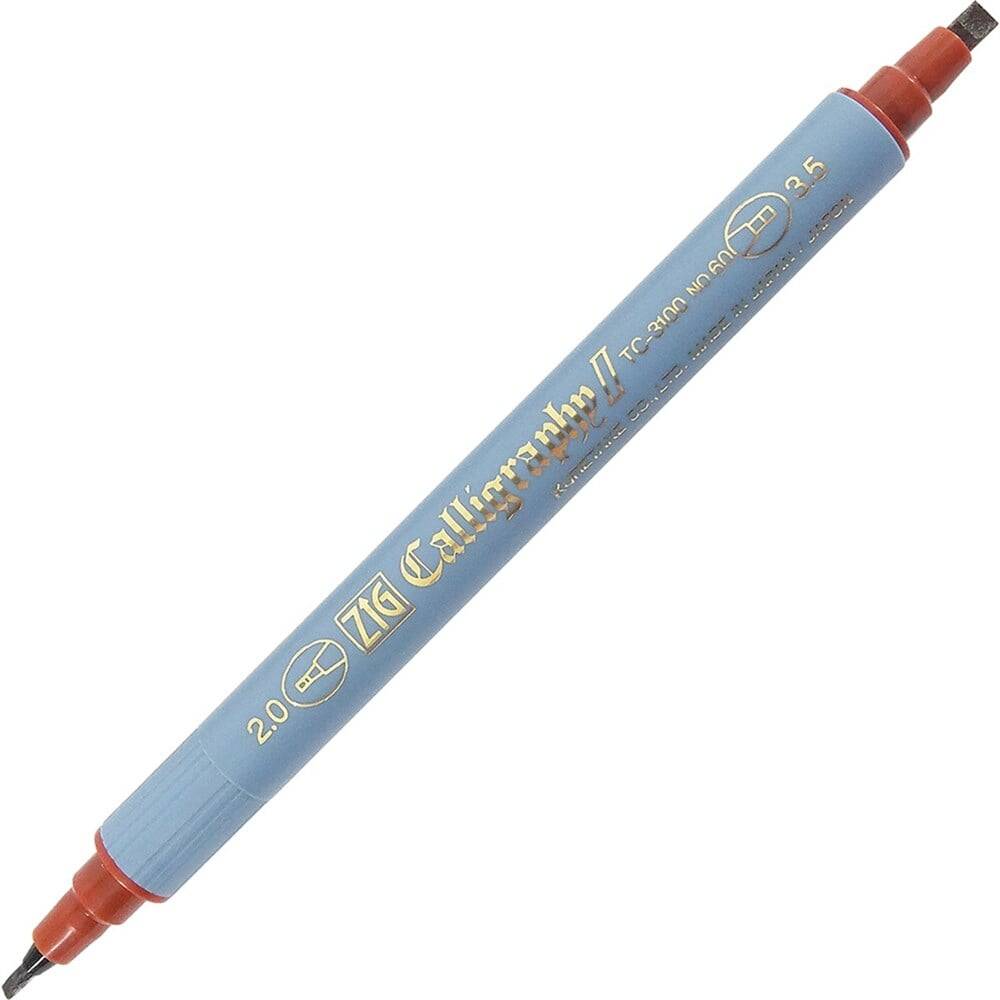 Zig Calligraphy Pen Double Tip 2 mm + 3.5 mm 060 Brown