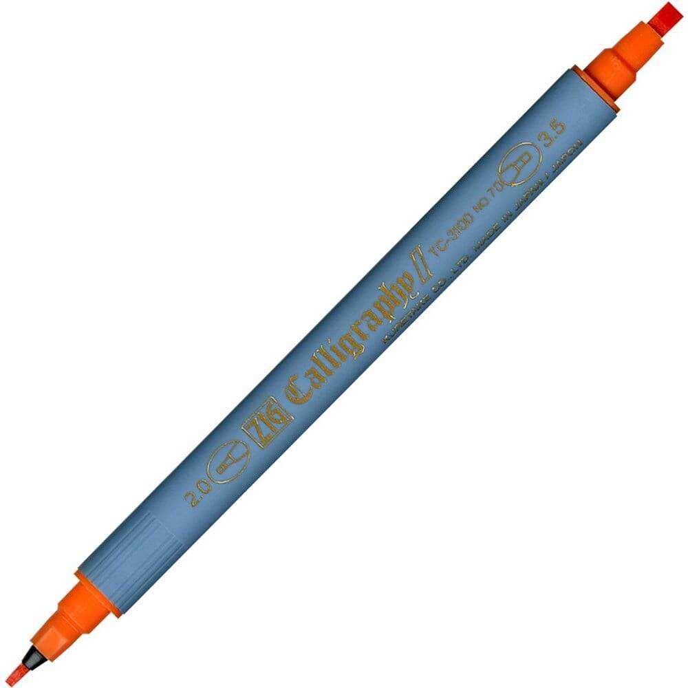 Zig Calligraphy Pen Double Tip 2 mm + 3.5 mm 070 Orange
