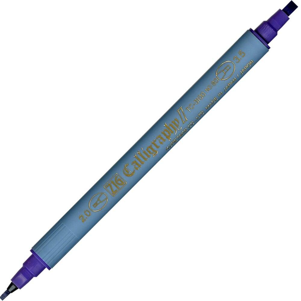 Zig Calligraphy Pen Double Tip 2 mm + 3.5 mm 080 Violet