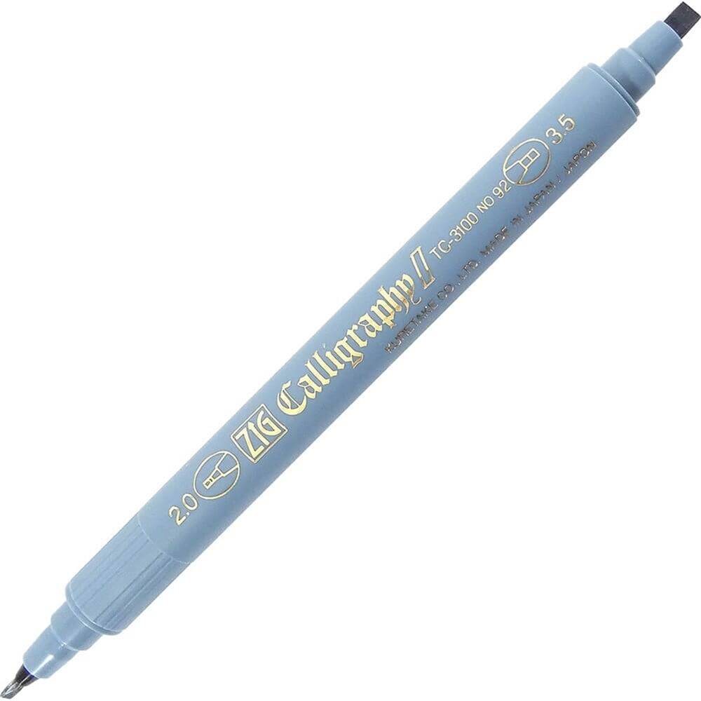 Zig Kaligrafi Kalemi Çift Uçlu 2 mm - 3.5 mm 092 Mavi-Gri
